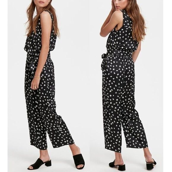 Part Two Jumpsuit Artwork Black Romper Elastic Waist Belted Womens EU 40 Pockets - Picture 1 of 10